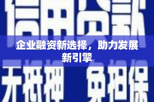 肇源企业融资新选择，助力发展新引擎